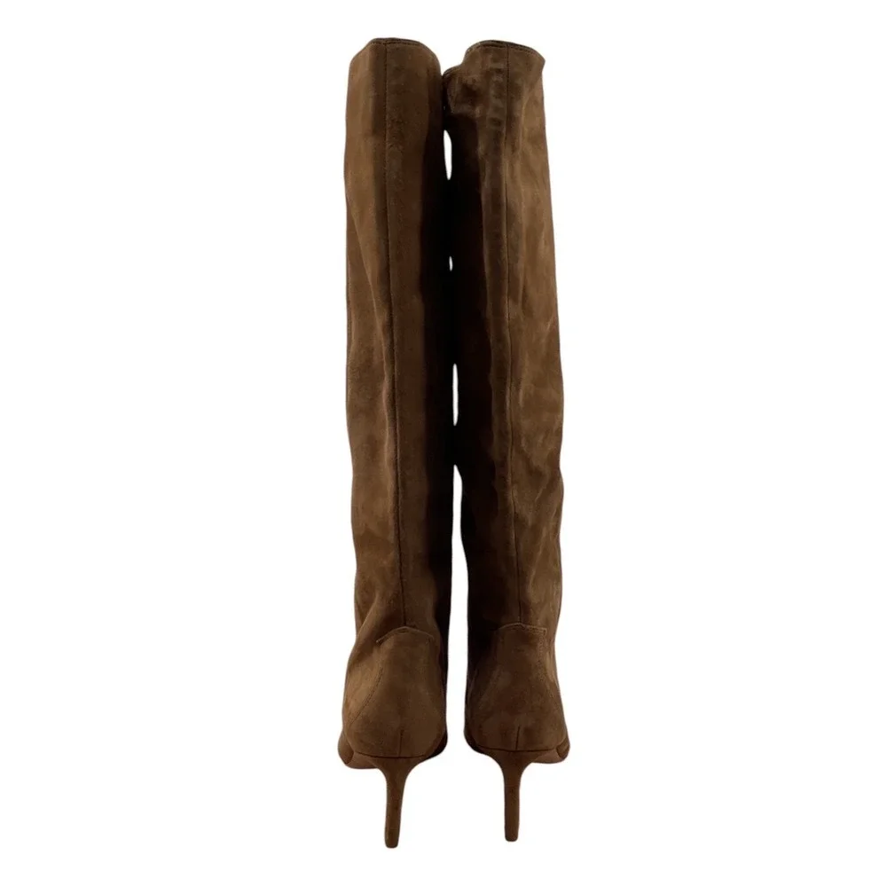 Veronica beard  Brown Suede Knee High Pointed Toe Stiletto Heel Pull On Boots